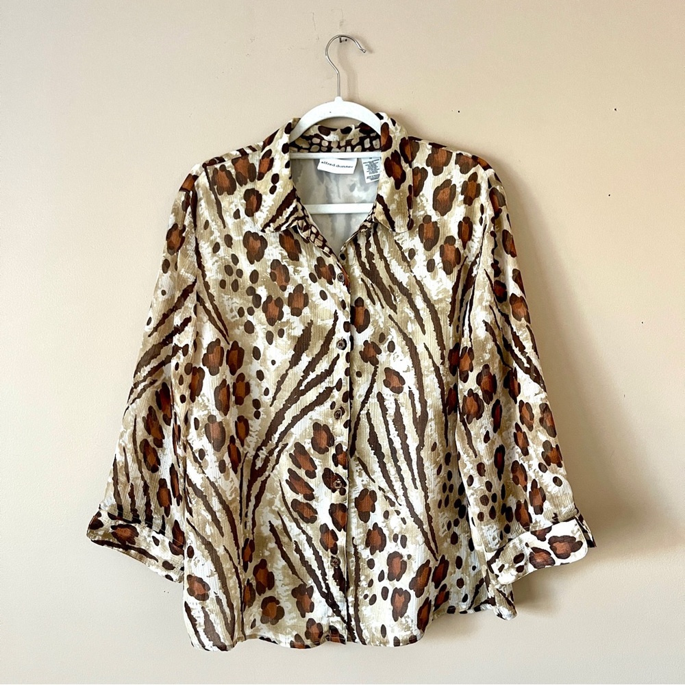 ALFRED DUNNER | Animal Print Button Down Blouse Sz 16
